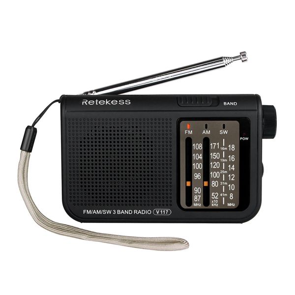 Radio RETEKESS V117 Radio portatile AM FM Piccolo ricevitore radio a transistor di emergenza Ricevitore sintonizzatore alimentato a batteria a onde corte per anziani