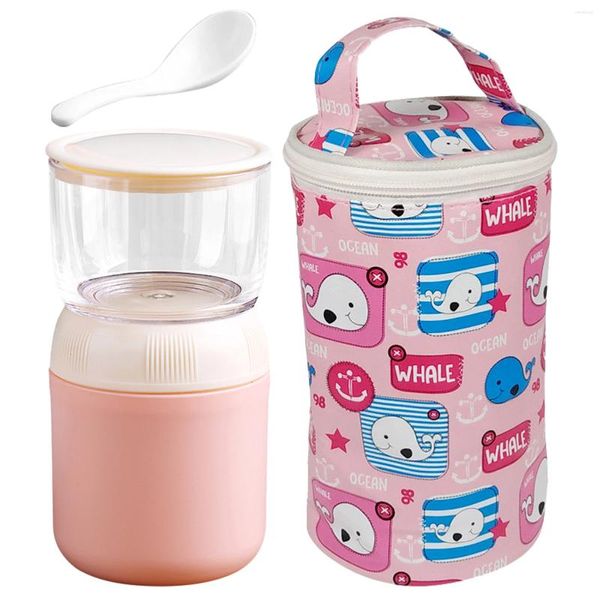 Bottiglie di stoccaggio Impiegati con cucchiaio 2 in 1 700ml PP Viaggio a tenuta stagna Bambini Muesli Tazza Farina d'avena Yogurt Contenitore Borsa portatile To Go