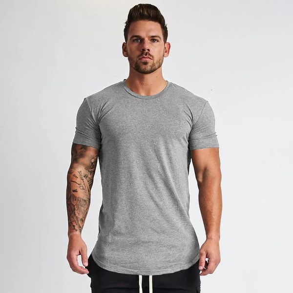 Muscleguys Plain Clothing fitness t shirt homens O-pescoço camiseta de algodão musculação camisetas slim fit tops academias camiseta Homme 240226