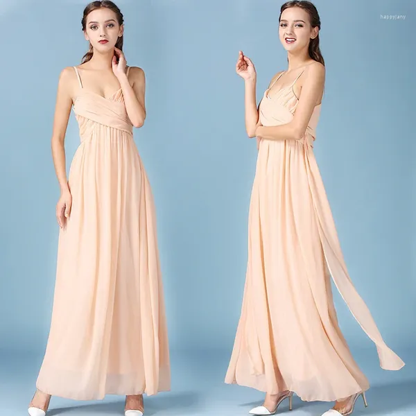 Vestidos casuais 2024 lindo clássico rosa simples commuting versátil bonito doce estilo festa sem mangas vestido longo