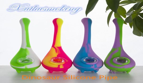 Silikon-Rauchzubehör Rig Wasserpfeife Dinosaurier Unzerbrechlicher Dab 185 mm Höhe Farbe Zufälliges Glas Eyce Rigs 4816591049