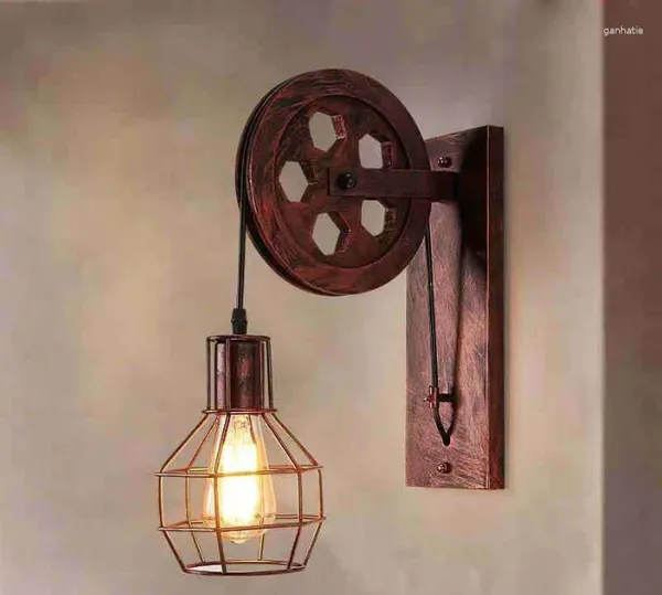 Lampada da parete Retro Pared Vintage Luz De Techo Elevacin Polea Lmpara Industrial Hierro Loft Cafe Bar Regolabile