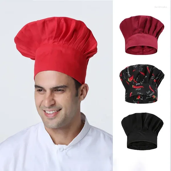Beralar Erkek Şef Şapka Baker Mutfak Kapağı Ayarlanabilir Catering Elastik Aşçı Şapkalar Kadın Cafe Bar Garson İş giysileri kapakları