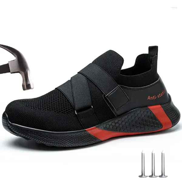Botas leves homens sapatos de segurança aço toe trabalho tênis de proteção anti-esmagamento anti estático