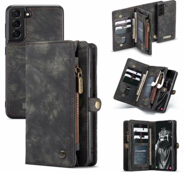 Reißverschluss-Geldbörsen-Flip-Ledertaschen für Samsung Galaxy S23 S22 S21 Ultra S20 FE S10 Note 20 10 A20 A30 A40 A50 A70 Abnehmbarer Magneti5536370