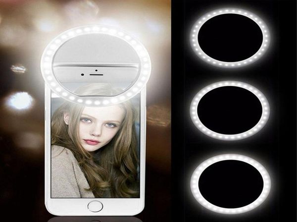 Carga USB Led Selfie Anel Iluminação Lente Do Telefone Móvel Anéis de Lâmpada para Samsung Xiaomi Light4632851