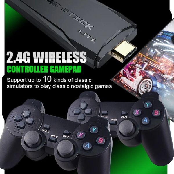 Consoles M8 Game Stick 4K 10000 Jogos Retro Nostalgic Game Console 2.4G Dual Wireless Handle 128G 64GB 32GB Video Game Sticks PS1 / GBA