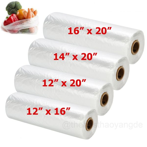 1 rotolo da 350 sacchetti di plastica per prodotti, sacchetto trasparente su rotolo, per alimenti da cucina, frutta, 16 x 20 pollici 240229