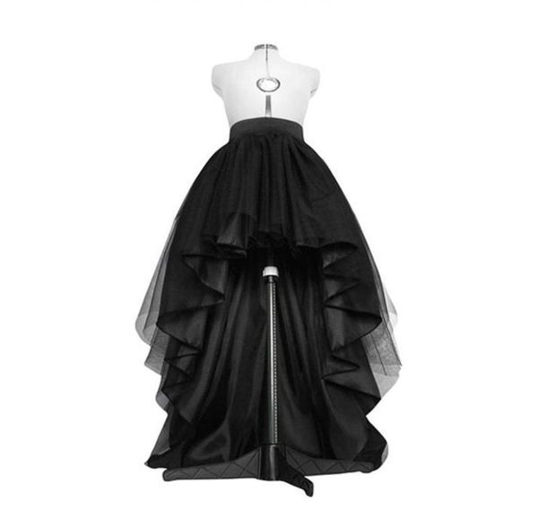 Gonna alta bassa in tulle nero orlo asimmetrico a strati abito da sposa da sposa vita pieghettato ballo di fine anno elegante Saia 2107023709516