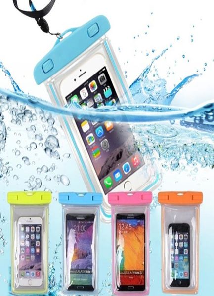 Su geçirmez telefon kılıfları poşet sürüklenmesi dalış yüzme çantası su altı kuru kapak su sporları plaj havuzu kayak 6 inç2925746