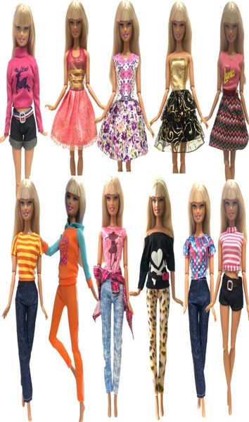 Mix estilo 5 peças lote boneca inteira roupas acessórios moda casual wear boneca para menina 28cm30cm diy brinquedos5253581