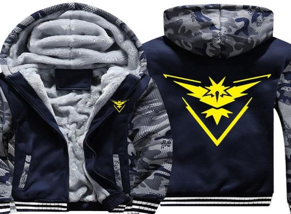 Men039s Felpe con cappuccio Felpe taglia US Felpa con cappuccio Game Team Valor Mystic Instinct Felpa con maniche mimetiche Cappotto blu navy con cappuccio4483596