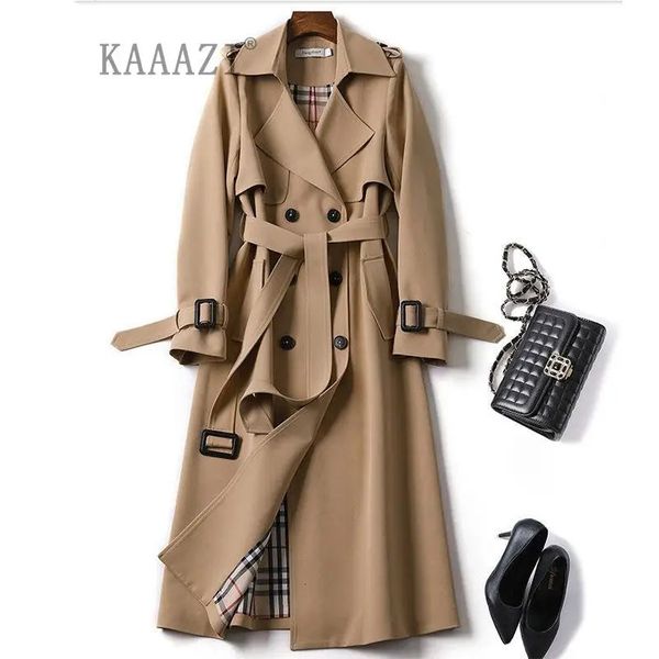 KAAAZI Abito camicia lunga invernale Donna Cappotto trench frangivento marrone Coreano Plus Capispalla casual di grandi dimensioni Ispessimento Moda 4XL 240219