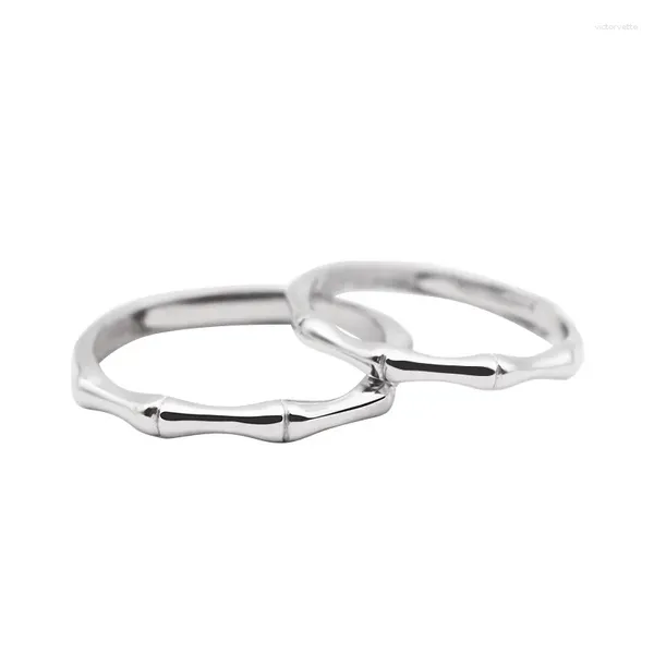 Cluster-Ringe aus S925-Sterlingsilber, literarischer alter Stil, Bambus-Paar-Hochzeit für Männer und Frauen