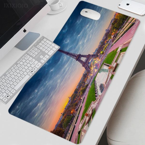 Pads Frankreich Paris Eiffelturm Mauspad Gaming XL Computer Großes individuelles Mousepad XXL Spielmatte Naturkautschuk Teppich Büro Mäusepad