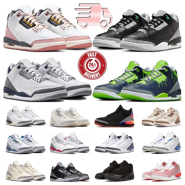 Jumpman 3 Scarpe da basket 3s Palomino Bianco Cemento Reimagined Vintage Floral Green Glow Midnight Navy Fire Red Lucky Green uomo scarpe da ginnastica donna sneakers sportive