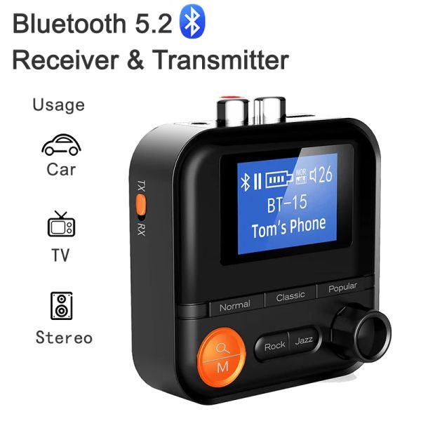 Hoparlörler Bluetooth 5.2 RCA Ses Adaptörü 3.5mm Jack Aux 2RCA PC Hoparlör için Bluetooth Alıcı Verici Kablosuz Bluetooth Araç Adaptörü