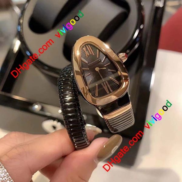 Lüks bayan bilezik kadınları izleyin Altın yılan kol saatleri en iyi marka elmas paslanmaz çelik bant bayanlar için saatler Christma269p