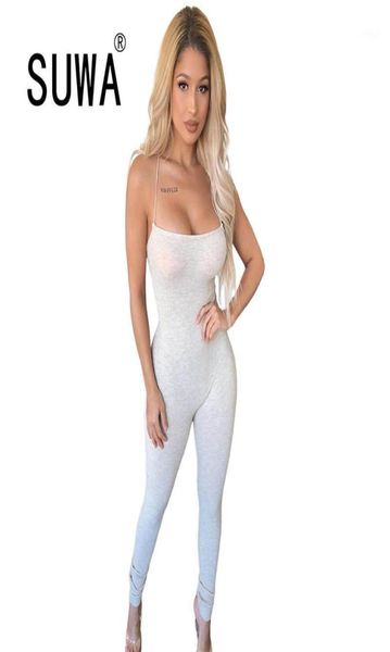 Festa de verão todo preto branco magro macacões de uma peça das mulheres elegantes roupas na moda malha sexy macacão catsuits inteiro wom3581295