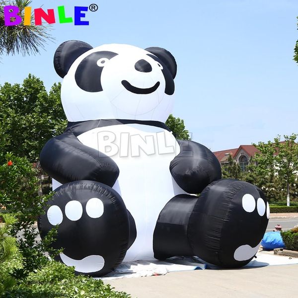 vendita all'ingrosso 8 mH (26 piedi) con ventilatore Simpatico panda gonfiabile gigante, personaggio dei cartoni animati dell'orso panda per la pubblicità di eventi per bambini