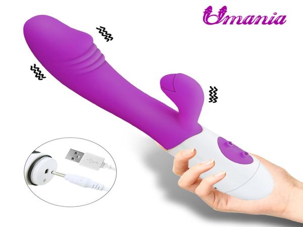 Dildo Kaninchen Vibrator G-punkt Dual Vibration Silikon USB Aufladen Weibliche Massagegerät Vagina Erwachsene Sex Spielzeug Vibratoren Für Frauen T2007066284169