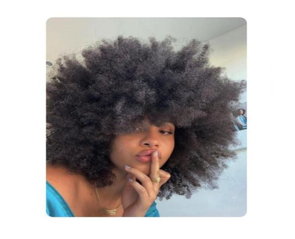 Stil Kadınlar Hint Saç Kısa Bob Kinky Kıvırcık Doğal Peruk Simülasyonu İnsan Saç Afro Kısa Kıvırcık Wig39013875499186