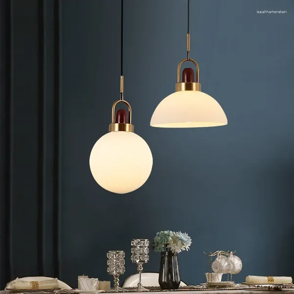 Lampade a sospensione Moderna luce in vetro bianco latte Sala da pranzo Caffetteria Bar Isola della cucina Lampada a sospensione E27 Apparecchio per decorazioni per interni nordici