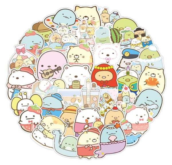 100 шт., милые игровые наклейки Sumikko Gurashi, сделай сам, скрапбукинг, дневник, декоративные канцелярские принадлежности, багаж, телефон, автомобиль, мультяшные детские игрушки6084969