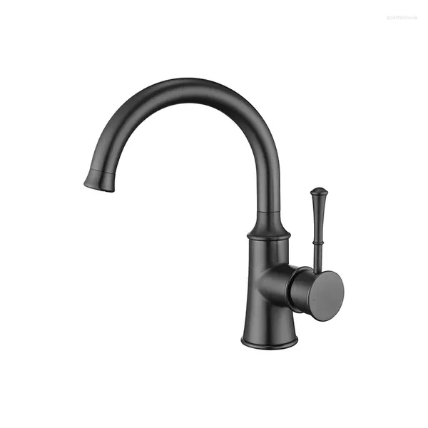 Rubinetti per lavandino del bagno Rubinetto in ottone di alta qualità design europeo Rubinetto per lavabo nero / grigio canna di fucile Rubinetto per lavabo Acqua fredda Rame Artistico