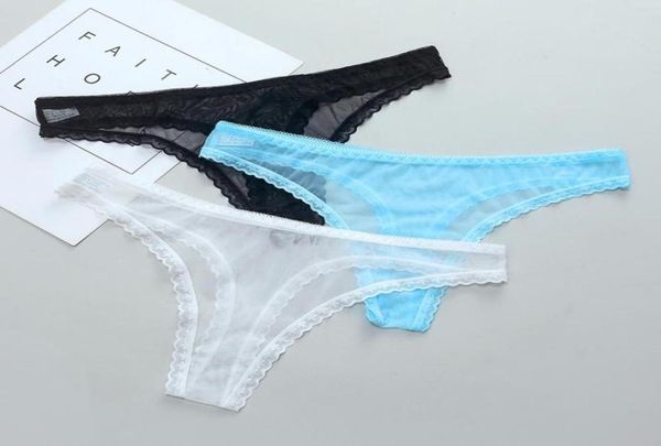 Pz Mutandine a vita media Sexy Bianco Blu Nero Intimo donna Slip in pizzo Morbido trasparente Panty Women039s6113031