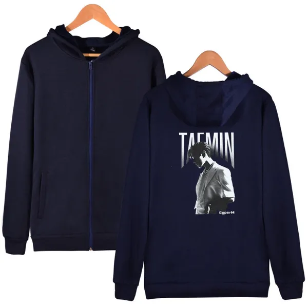 Мужские толстовки Taemin Kpop Super Hoodie Уличная мода Мужчины Женщины Куртка на молнии Спортивная одежда С длинным рукавом Homme Толстовки с капюшоном Топы