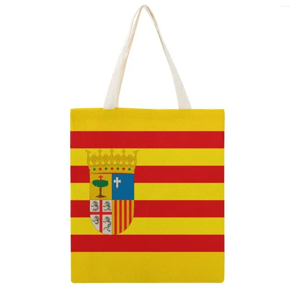 Сумки для покупок, большая парусиновая сумка с флагом Арагона, забавная новинка, рюкзак на шнурке с графикой, кошелек высшего качества