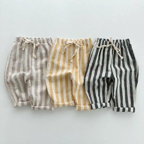 Hosen Vintage Leinen Baumwolle Kinder Hosen für Kleinkind Mädchen Kleidung Casual Jungen Strand Kinder Baby Zeug 0-5 Jahre