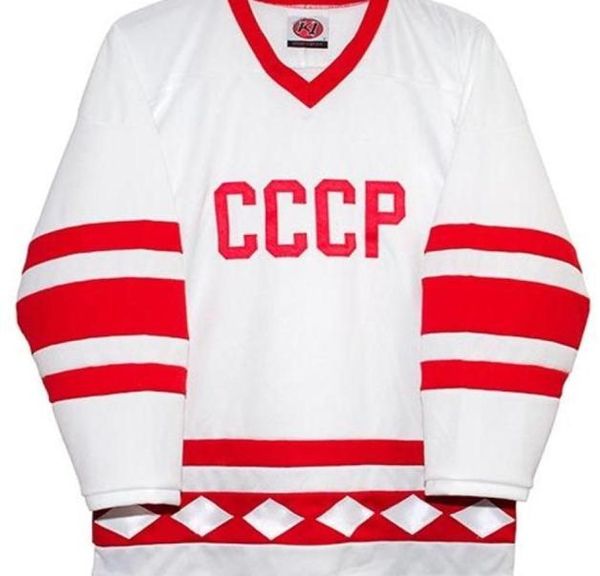 RERA Men real bordado completo Russo 1980 CCCP Hóquei BRANCO Jersey 100 Bordado Jersey ou personalizado qualquer nome ou número Jersey6544629