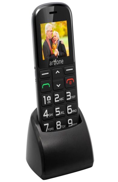 Artfone CS182 Telefono cellulare per anziani SIM sbloccato Tasto grande Telefono cellulare GSM facile da usare per anziani con dock di ricarica2825818