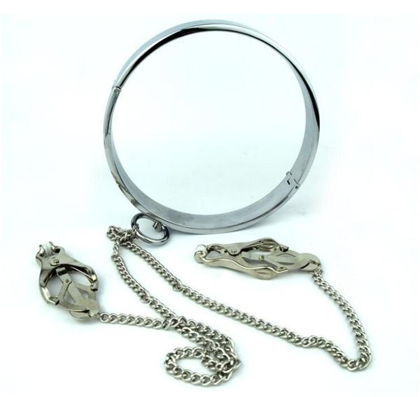 Новое кольцо на шею из нержавеющей стали, воротник с зажимами для сосков, зажимы, стимулятор растяжки, штифты для связывания груди, фиксирующие БДСМ Sex1764906