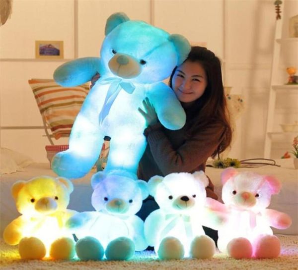 Big size colorato incandescente led orsacchiotto peluche bambola giocattoli kawaii illuminare farcito giocattolo per bambini regalo di natale1784758