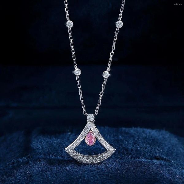 Catene CZZL2024 GIA Oro massiccio 18 carati Natura 0,14 ct Fantasia rosa viola Diamanti Pendenti Collane per donne Regali di compleanno