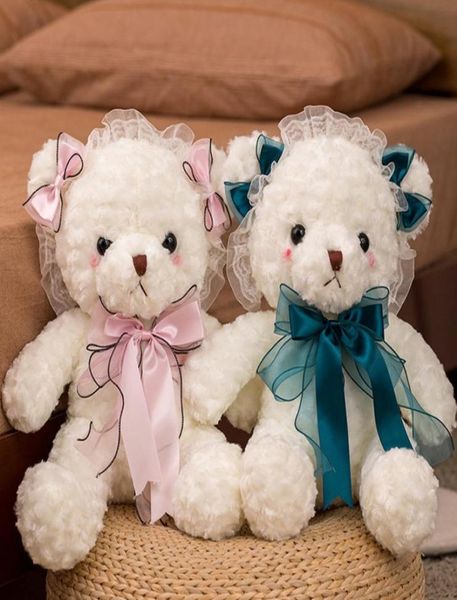 30 cm nastro di seta bowknot peluche orsacchiotto ciondolo bambola decorazione della casa PP cotone morbido farcito Orsi ToyDoll giocattolo regali4781456