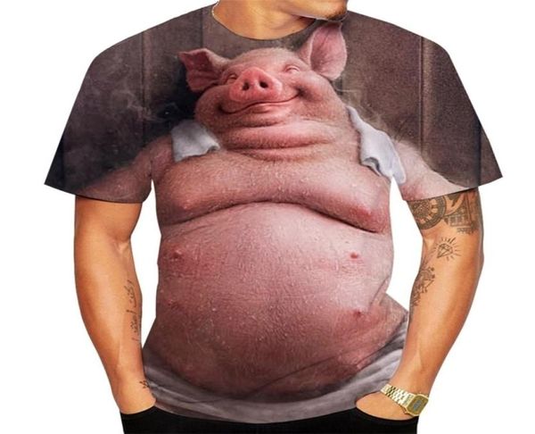 Летняя новинка, мужские футболки с 3D принтом «Животная Свинья», забавные поросенки, полиэстер, свободные топы с круглым вырезом и короткими рукавами, футболки большого размера 22065764136