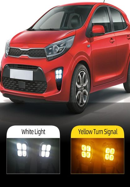 2 pçs para kia picanto 2017 2018 2019 2020 led luzes de nevoeiro drl led farol luz circulação diurna amortecedor dianteiro lâmpada assembly6907835