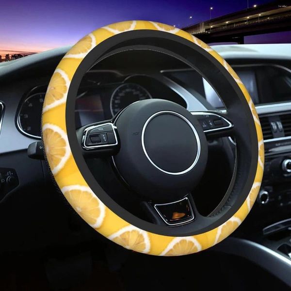 Capas de volante amarelo limão engraçado para mulheres meninas 15 Polegada universal carro suv protetor respirável acessórios automóveis