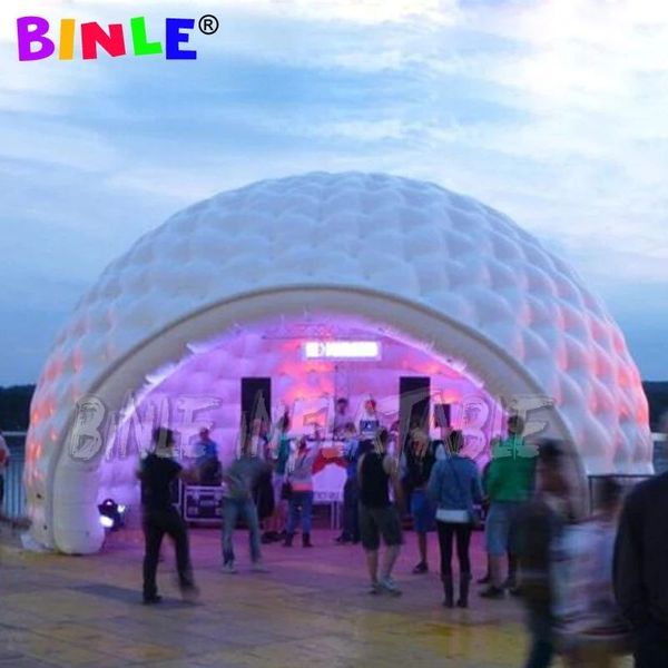 Tenda inflável com cúpula de iglu gigante de 10mD (33 pés) personalizada com led e ventilador para festas ou eventos ao ar livre