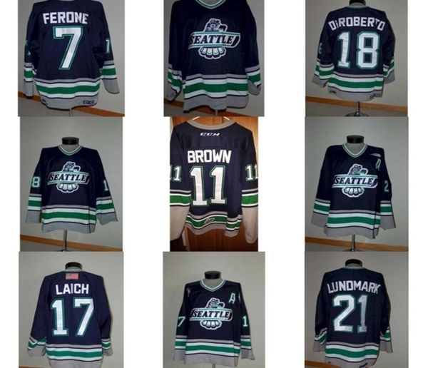 Thr Custom Mens Womens Kids WHL Seattle Thunderbirds 7 Paul Ferone 18 Torrey DiRoberto 21 Jamie Lundmark Ice Hockey Jerseys Goalit3837157