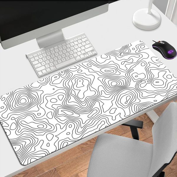 Pads, großes schwarzes und weißes Gaming-Mauspad, großes Mauspad für Gamer, Computer-Gaming-Mauspad mit Rastkante, 90 x 40 cm, Tastatur-Schreibtisch-Mäusepad