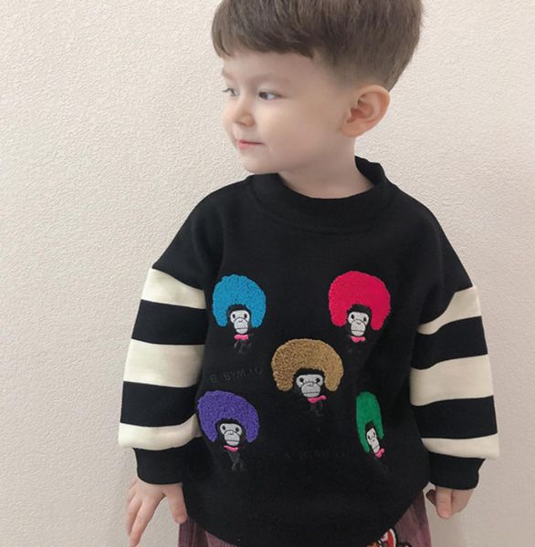 INS Kinder Cartoon Affe Sweatshirt Herbst Winter Jungen Mädchen Streifen Langarm Pullover Kinder verdicken warmen lässigen Pullover A94351646943