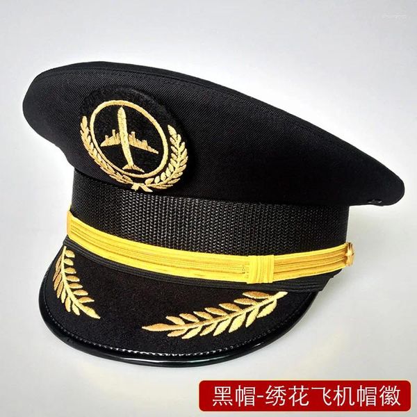 Berretti Cappelli da pilota Emblema dell'aeromobile Cappello da visiera da uomo Militare per accessori per assistenti di volo Berretti per aeroplani militari