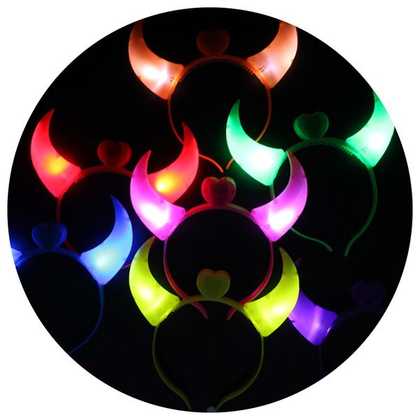 LED-Teufelshörner-Licht-Stirnband, blinkendes Haarband, leuchtende Lichterketten, verpackt, Party, Halloween, Geschenk, Glühen, Zubehör, Schönheitsdekoration HZ123