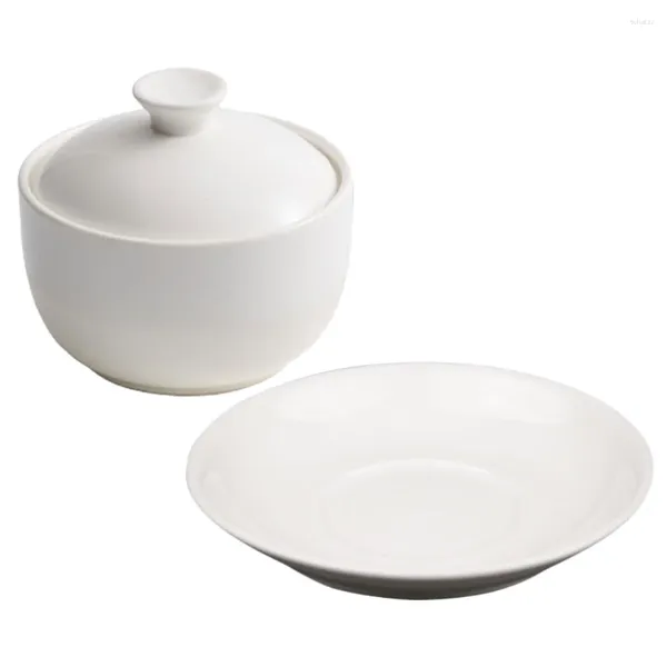 Set di stoviglie Pentola per stufato in ceramica Ciotole Stoviglie da cucina Casa con coperchio Zuppa di ceramica con coperchio fumante