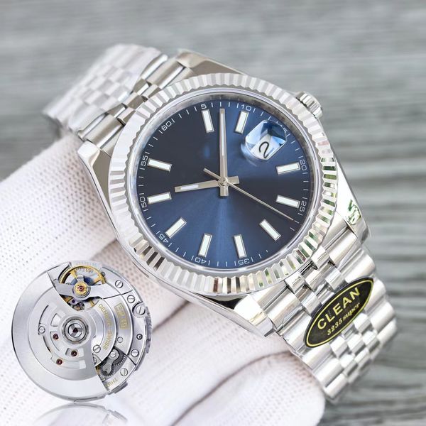 Watchsc- Super Clean Factory Herrenuhren ETA3235, automatisches blaues Zifferblatt, römische Saphiruhr 904L, Original-Damenuhr aus Edelstahl, wasserdicht, leuchtend, 001